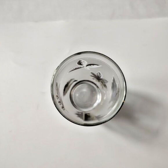 Libbey Frosted Silver Leaf Glass 10 Oz 5.5 Inches Tall Vintage Wear - Picture 4 of 5
